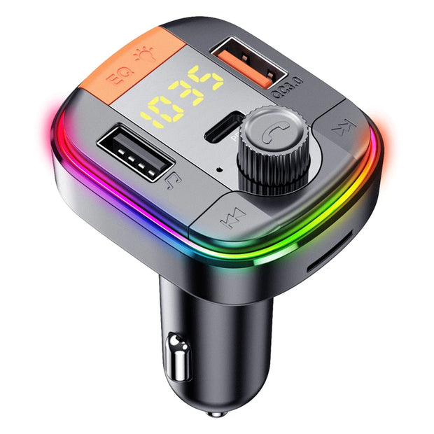 Car MP3 Music Player Fast Charging FM Transmitter with Colorful Atmosphere Light