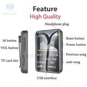 MP3 Player Full Screen Walkman Music Player Novel Reading E-book MP4 Video Player with Headphones Back Clip Built-in 4G Memory